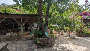Cacao bar and seating at The Hidden Garden Atitlan in San Marcos La Laguna