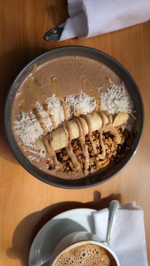 Golden Gnome Smoothie bowl at The Hidden Garden Atitlan in San Marcos La Laguna