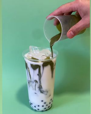 Vegan Matcha Lava Latte  at Garden Boba in Granada