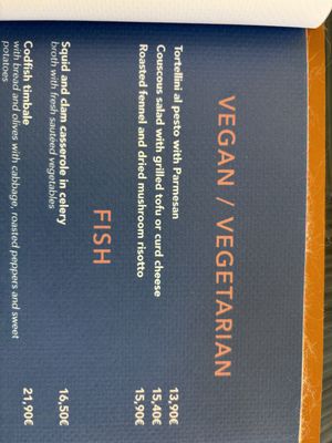 The tortellini is vegetarian, the two others are vegan.  at Restaurante Baía do Bago in Porto Da Cruz