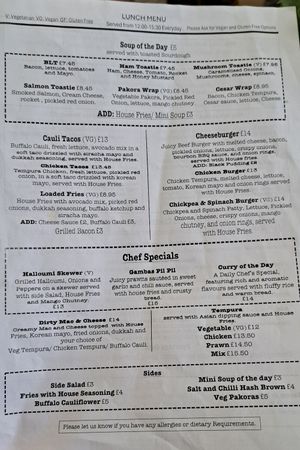 Lunch menu (March 2025) at PERK in Largs