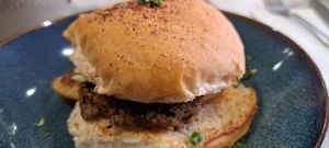 Roll with potato scone and vegan haggis at PERK in Largs