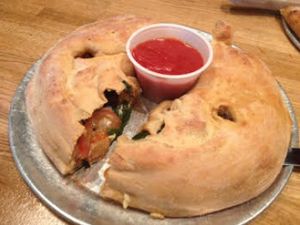 House Calzone with vegan cheese, sans butter and parmesan.  at Mellow Mushroom in Chattanooga