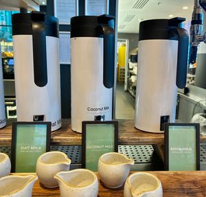 Plant-based milks at Podium Restaurant and Bar in Manchester