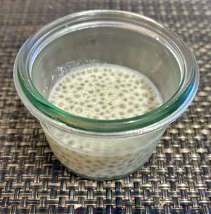 Coconut chia pudding  at Podium Restaurant and Bar in Manchester