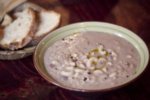 Pasta and bean soup with sour dough bread at Hungry Buddha - Maybe closed in Shaxi