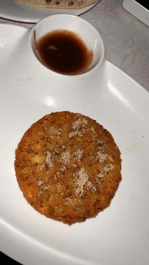 Potato fritter thingy with chaat masala, delicious!!  at Bundi Vilas in Bundi