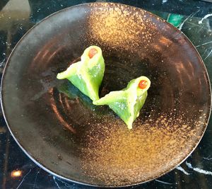 Steamed crystal spinach and mushroom dumplings  at Maiden Shanghai - Five in Dubai
