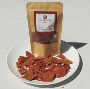 vegan gluten free sugar free refined oil free cracker beetroot at The Gut Feeling in Jaipur