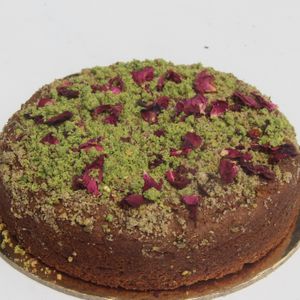 vegan gluten free sugar free refined oil free pistachio rose dry cake at The Gut Feeling in Jaipur