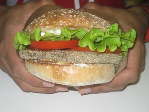 Mushroom Burger at Universo Vegano in Bergamo