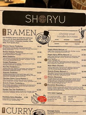 2 vegan ramen choices  at Shoryu Ramen- Covent Garden in London