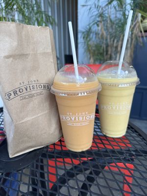 Sunshine smoothie and tropical paradise smoothiee  at St. John Provisions in St John