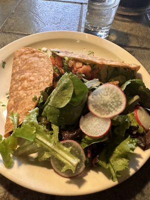 Chorizo tacos and side salad   at French Meadow Bakery & Cafe in Minneapolis