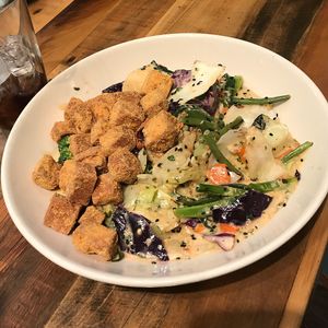 Vegan Green Curry with Fried Organic Tofu at French Meadow Bakery & Cafe in Minneapolis