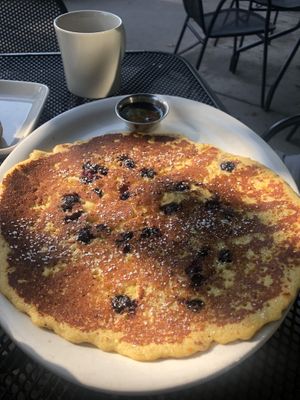 Blueberry corn pancakes  at French Meadow Bakery & Cafe in Minneapolis