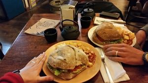 Huge and delicious home made burgers :D at Entre Pedras in Santiago De Compostela