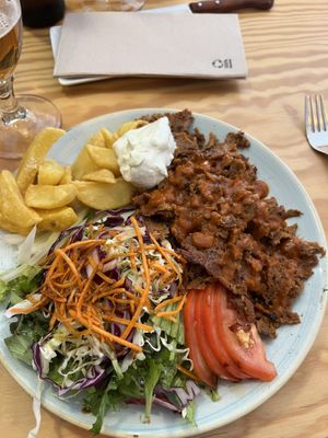 Seitan and chips   at Entre Pedras in Santiago De Compostela