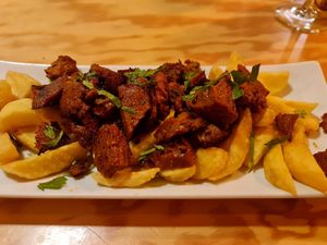 Zorza con patatas at Entre Pedras in Santiago De Compostela