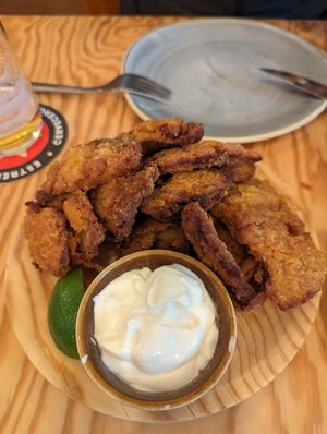 Fried mushrooms at Entre Pedras in Santiago De Compostela
