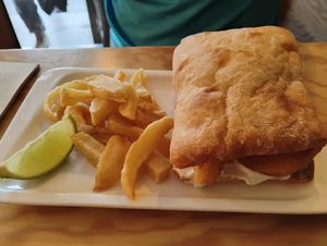 Vegan F & chips - delicious at Entre Pedras in Santiago De Compostela