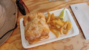 Calamari bocadillo at Entre Pedras in Santiago De Compostela