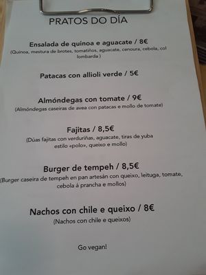 Menu July 2019 at Entre Pedras in Santiago De Compostela