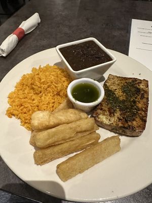 Tofu steak which comes with 2 sides  at FuegoMundo in Sandy Springs