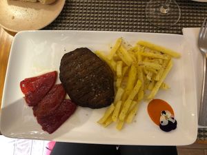 Vegan steak   at Casa Carmen in Estella