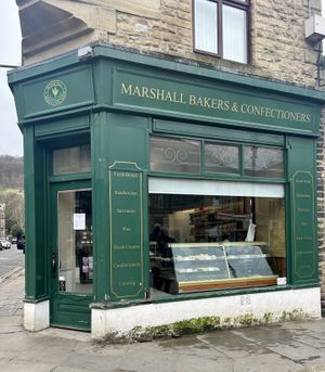 Shop front  at Marshalls Bakers & Confectioners in Hebden Bridge