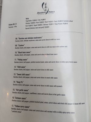 Menu 3/5 at Mandarin Palace in Espoo