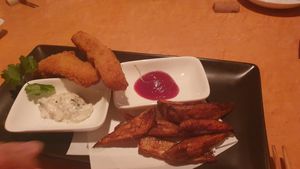 Like fish and chips at Organic Plus in Sapporo