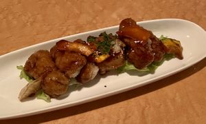 Fried soy “chicken"  at Organic Plus in Sapporo