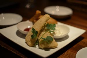 Millet 'fish' and chips at Organic Plus in Sapporo