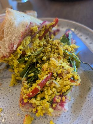 Scrambled tofu at Knead Artisanal Bakery in Nairobi