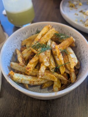 Fries come together with the sandwiches at Knead Artisanal Bakery in Nairobi