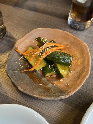 Pickled cucumberrs  at Green Green Korean Dining in Tokyo