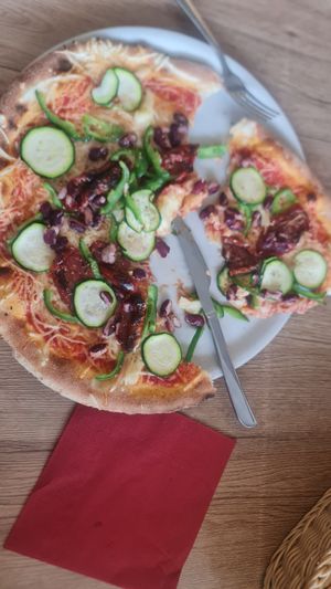 Vegan pizza at Pizzerija In Gostilna Matiček in Radovljica