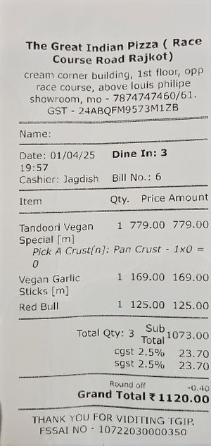  at The Great Indian Pizza in Rajkot