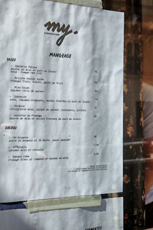 Menu at MY Fermentation in Paris