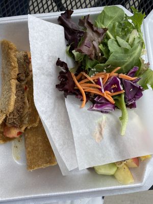 Cheese steak sandwich at Healthy Sins Vegan Cafe in Lockport