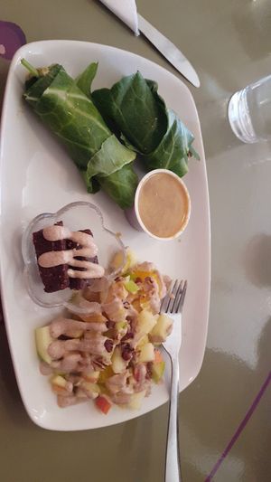 Collard wrap lunch special at Healthy Sins Vegan Cafe in Lockport