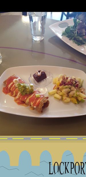 Raw enchilada at Healthy Sins Vegan Cafe in Lockport