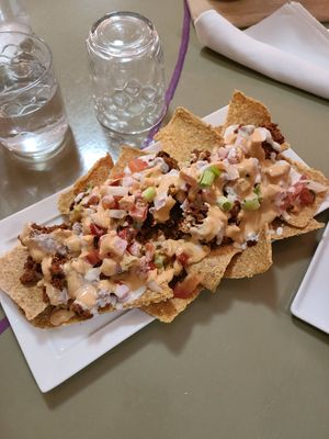 Loaded Nachos at Healthy Sins Vegan Cafe in Lockport