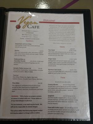 Menu at Healthy Sins Vegan Cafe in Lockport