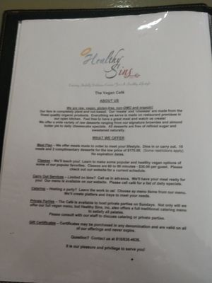 Menu 4 at Healthy Sins Vegan Cafe in Lockport