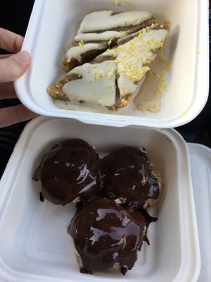 Lemon bars on special, turtles  at Healthy Sins Vegan Cafe in Lockport