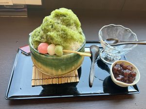 Matcha kakigori かき氷  at Hanamizuki Shirakawa in Shirakawa