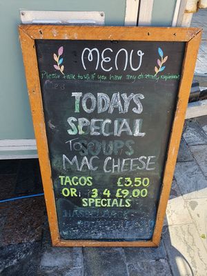 Menu with specials at Soulful Bowl in Wiltshire