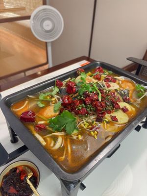 Chongqing Hot Tot vegan fish  at One Soup Original - 100% Vegan - 一面汁原·纯素 in Chongqing